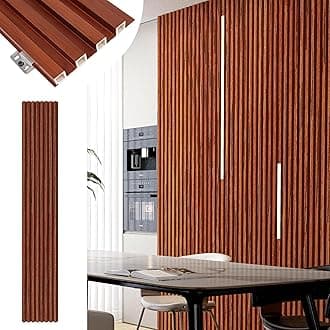 Wood Wall Panels for Interior Decor Teak 8 Pack 96x6.3x0.9in for Livingroom Bedroom Decorations Modern 3D Wood Panels for Wall
