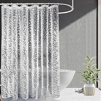 Kuber Industries Shower Printed Curtains for Bathroom | Stone Print Waterproof Curtain | PVC Washroom Curtain | 7 Feet | Transparent