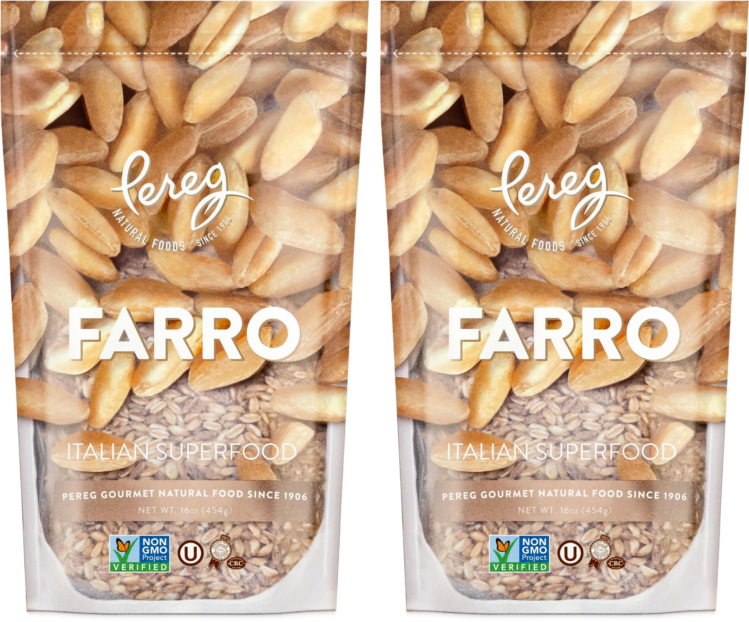 Pereg Farro 16oz (2 Pack = 2 lb) | Nutritious Grain, Rich In Proteins & Fibers, Easy To Cook Rice Alternative, Resealable Packaging