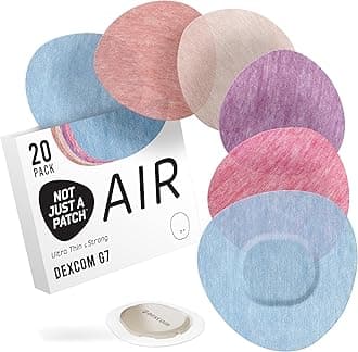 Air Dexcom G7 Adhesive Patches (20 Pack) - Stelo CGM & Dexcom G7 Over Patches with Ultra-Hold Durable Sensor Covers - Multicolor