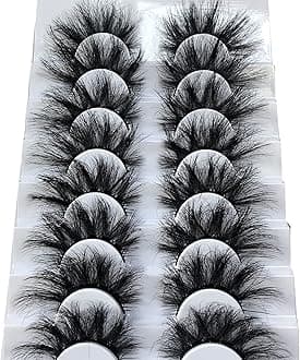 False Eyelashes Wispy Eyelashes Faux 3D Mink Lashes Thick Volume Long Soft Dramatic Strip Eye Lashes Pack 8 Pairs