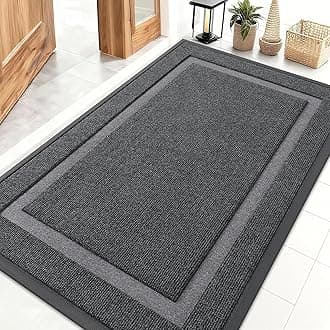 Front Door Mat Indoor Outdoor Entrance, Waterproof All-Season, All-Weather Doormat, Sturdy Natural Rubber, Fade Resistant, Low Profile, Easy Clean Patio Porch Entryway Mat, 47x32, Grey
