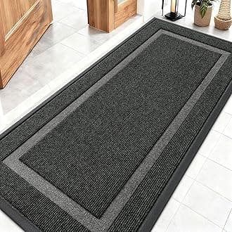 OLANLY Front Door Mat Indoor Outdoor Entrance, Waterproof All-Season, All-Weather Doormat, Sturdy Natural Rubber, Fade Resistant, Low Profile, Easy Clean Patio Porch Entryway Mat, 59x23, Black