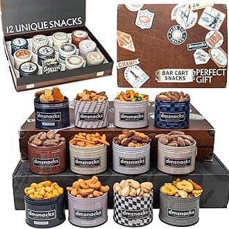 Snack Box Gift Basket, Birthday Gift for Men, Women, Food Care Package, Unique Tins of Assorted Nuts, Snacks in Stunning Case - Easter Basket for Adults - Treat for Men, Women, Dad, Friends, Family