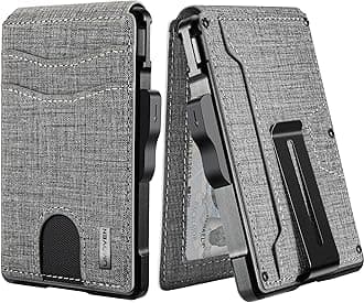 umoven Wallet for Men - with Money Clip Slim Leather Slots RFID Blocking Bifold Minimalist Wallet