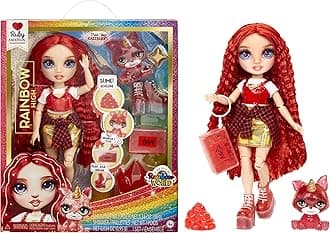 RAINBOW HIGH Modelling Doll with Slime and Pet - Ruby (Red) - 28cm Glitter Doll with Sparkling Slime Kit, Magic Pet and Accessories, 4-12 Years
