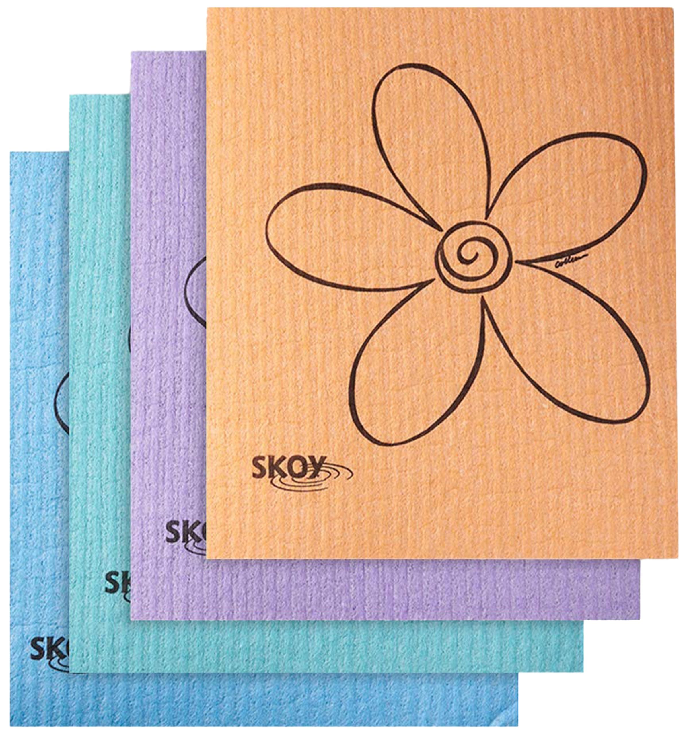 Skoy Compostable Cleaning Cloth, 4 Pack, Assorted Colours, 23 by 18 cm