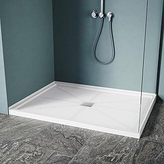 ELEGANT 48'' L x 36'' W x 4'' H Shower Base, Center Drain, Non-Slip Single Threshold Shower Pan, Stainless Steel Shower Drain Cover Included