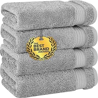 Luxury & Hotel Quality Turkish Cotton 6-Piece Hand Towel Set, Extra Soft & Absorbent for Face & Hands by United Home Textile, Light Grey