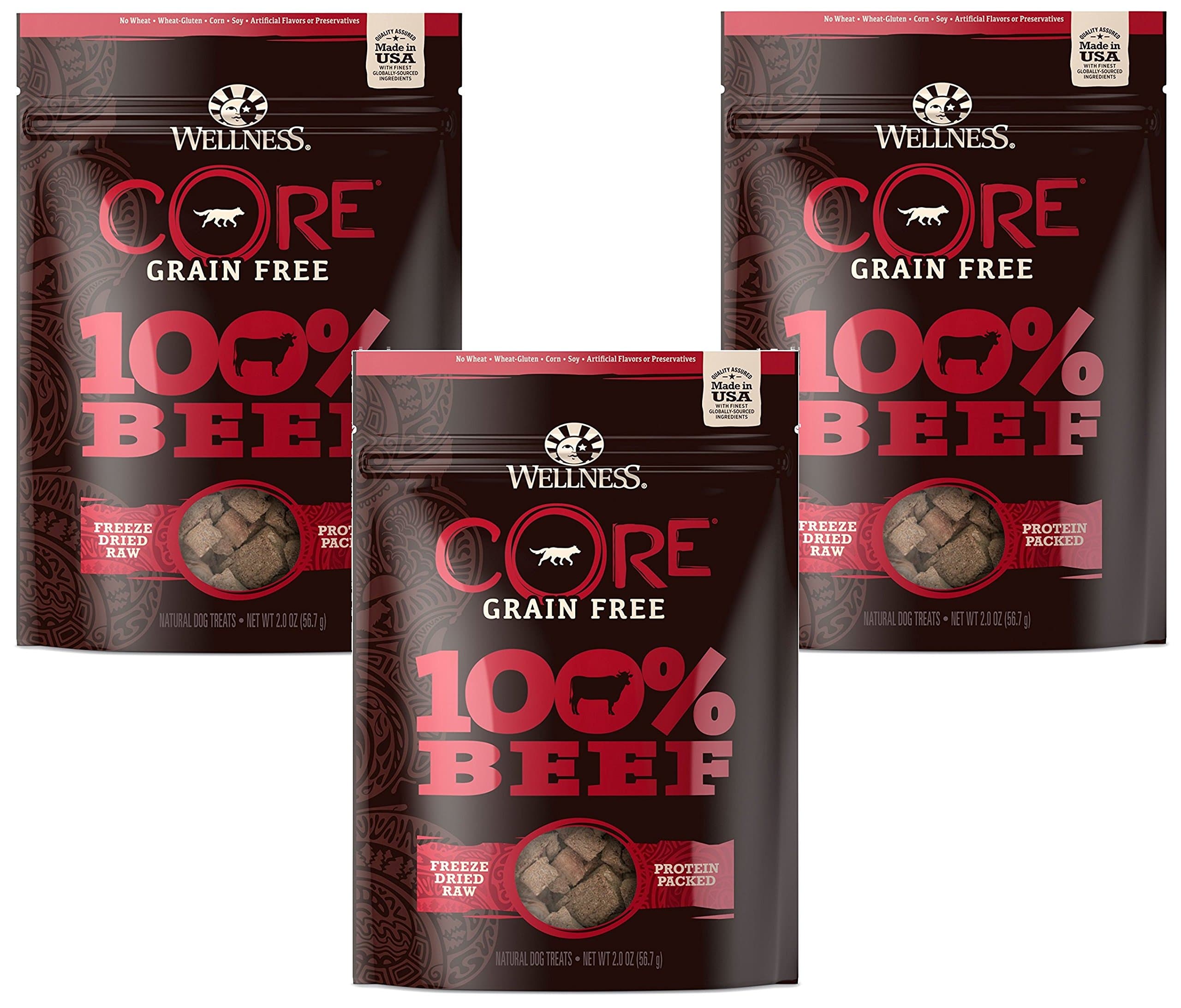 (3 Pack) Wellness 2 oz Dog Core 100% Beef Snack Freeze Dried Treats