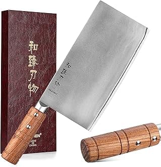 HEZHEN 8”Cleaver Knife, 3 Layers Composite Clad Steel Chinese Chef Knife, Stainless Steel Butcher Knife Meat Slicing Chef Kitchen Knife, Padauk Wood Handle