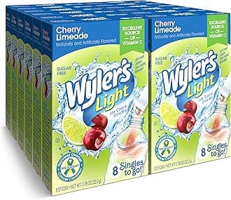Wyler's Light Cherry Limeade Singles To Go Drink Mix Cherry Limeade, 8 Count (Pack of 12)
