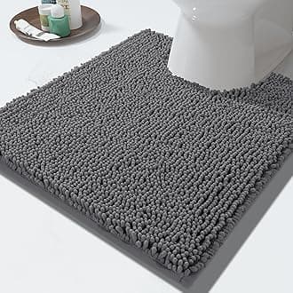 Yimobra Toilet Rugs U Shaped Washable - 24"x20" Non Slip Plush Contour Bath Rugs for Toilet - Super Soft Absorbent Quick Dry Toilet Mats for Bathroom,Dark Gray
