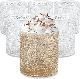 Kate Aspen Beaded Drinking Glasses Set of 6, 10 oz Retro Vintage Glassware - ...