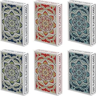 Plastic Playing Cards Waterproof Poker Size Card Professional, Jumbo Index Large Print for Adults and Seniors,6 Pack Playing Cards Bulk for Fun Card Games