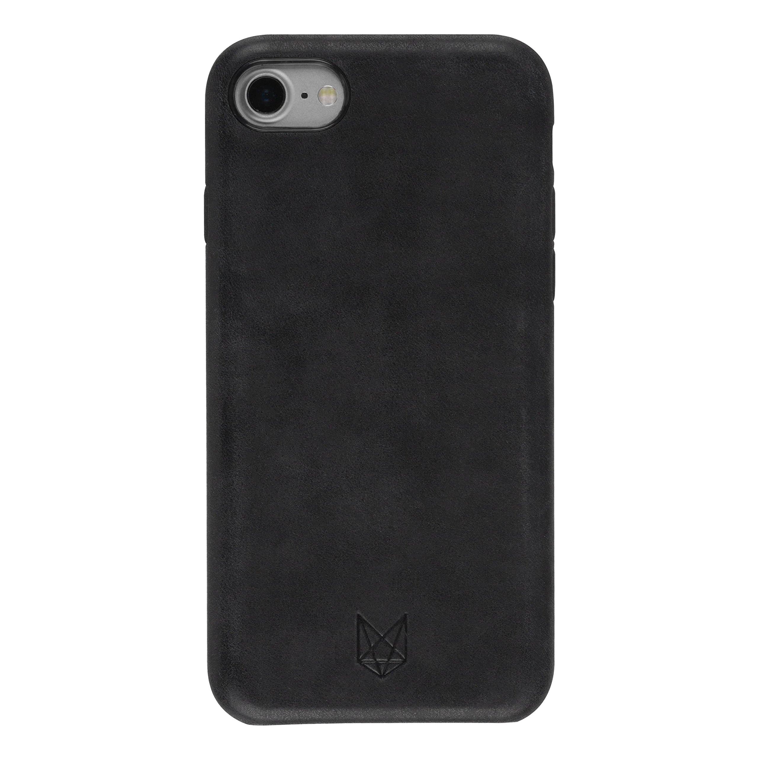Foxwood Protective Leather Hard-Shell Case with Soft Micro-Fibre Lining for iPhone 7/8, Black