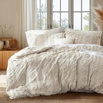 Bedsure Boho Kids Duvet Cover Queen Size（Duvet Insert/Comforter not Included - Tufted Duvet Cover Queenfor All Seasons,Soft Shabby Chic Boho Bedding (Linen, 90" x 90")