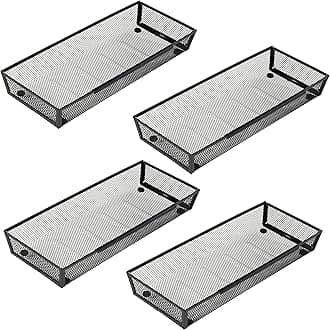 ihomecooker Mesh Tray Silverware Drawer Organizer Utensil Cutlery Tray Office Supplies Organizer for Flatware, Knives,Home,Office, School,Bedroom 15X6'' Black