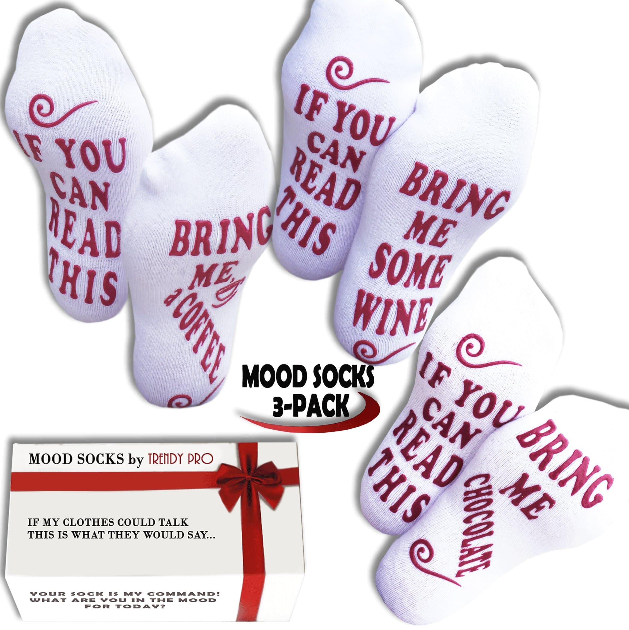 3 PACK IF YOU CAN READ THIS BRING ME COFFEE, BRING ME WINE , BRING ME CHOCOLATE SOCKS Gifts for Women Cool Novelty Gift Idea Wine Lover (3 PAIRS Wine Coffee Chocolate)