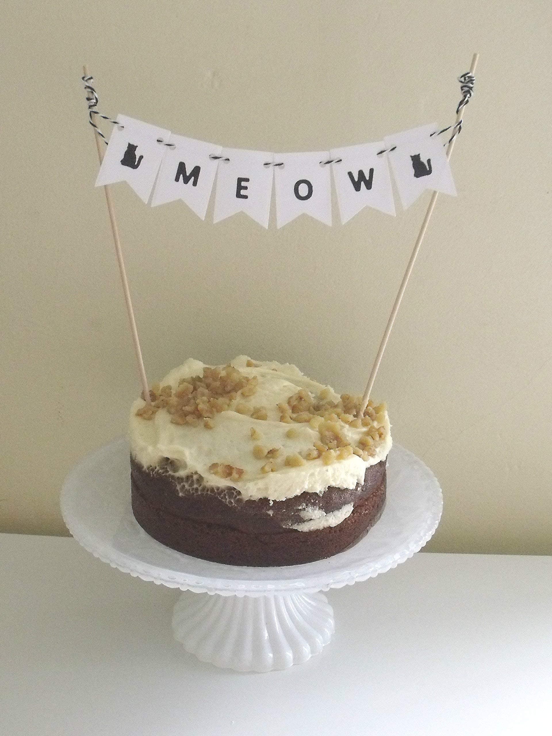 Meow, cat cake topper, cake bunting