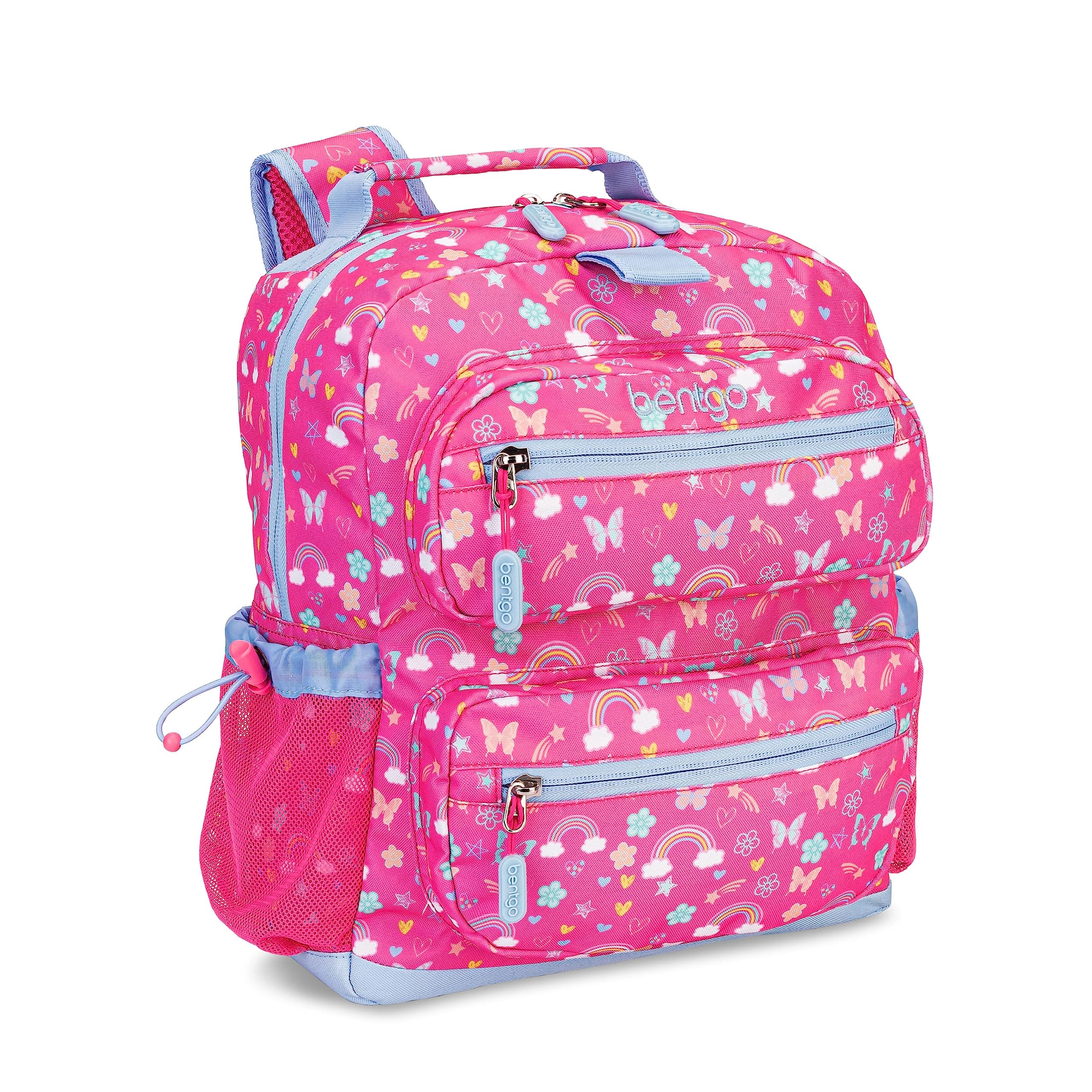 Kids Backpack - Lightweight 14” Backpack in Fun Prints for School, Travel, & Daycare, Ideal for Ages 4+, Roomy Interior, Durable & Water-Resistant Fabric, & Loop for Lunch Bag (Rainbows)