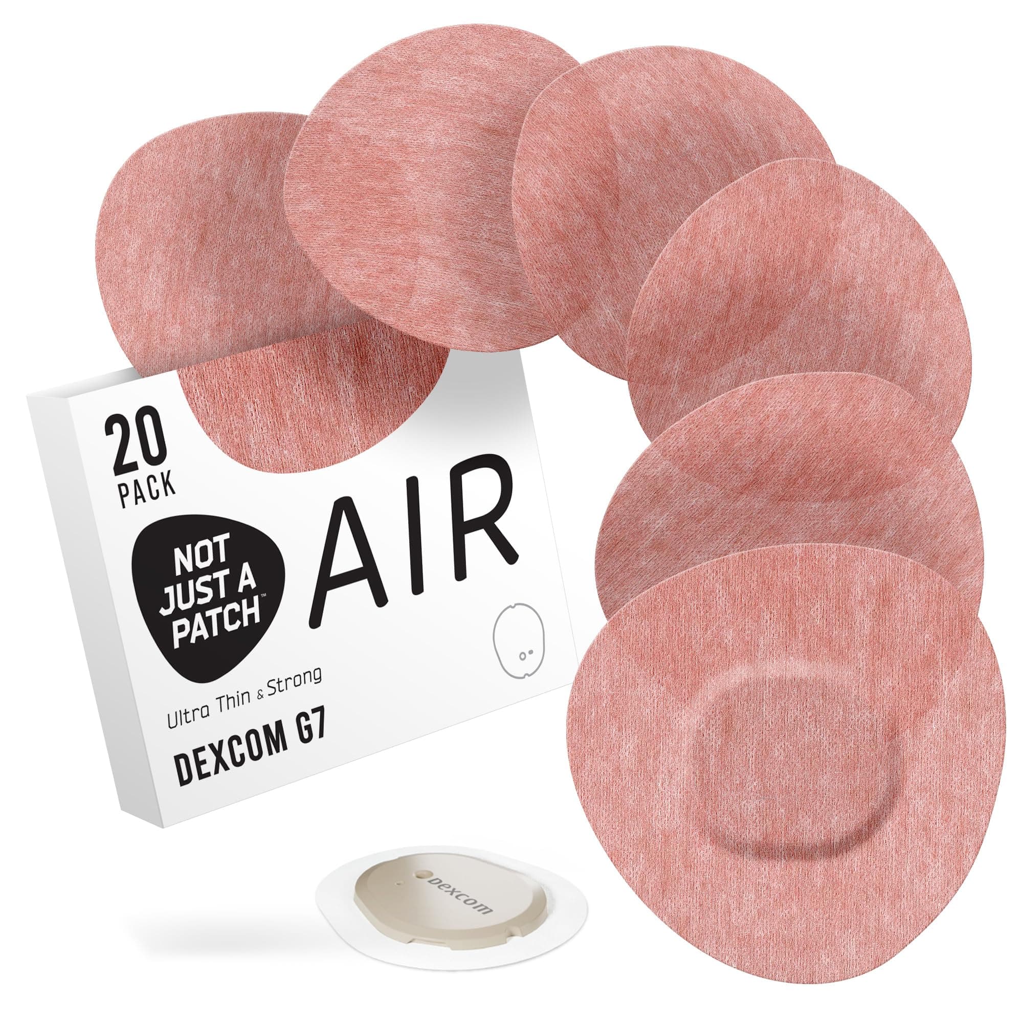 Not Just A Patch Air Dexcom G7 Adhesive Patches (20 Pack) - Stelo CGM & Dexcom G7 Over Patches with Ultra-Hold Durable Sensor Covers - Brown