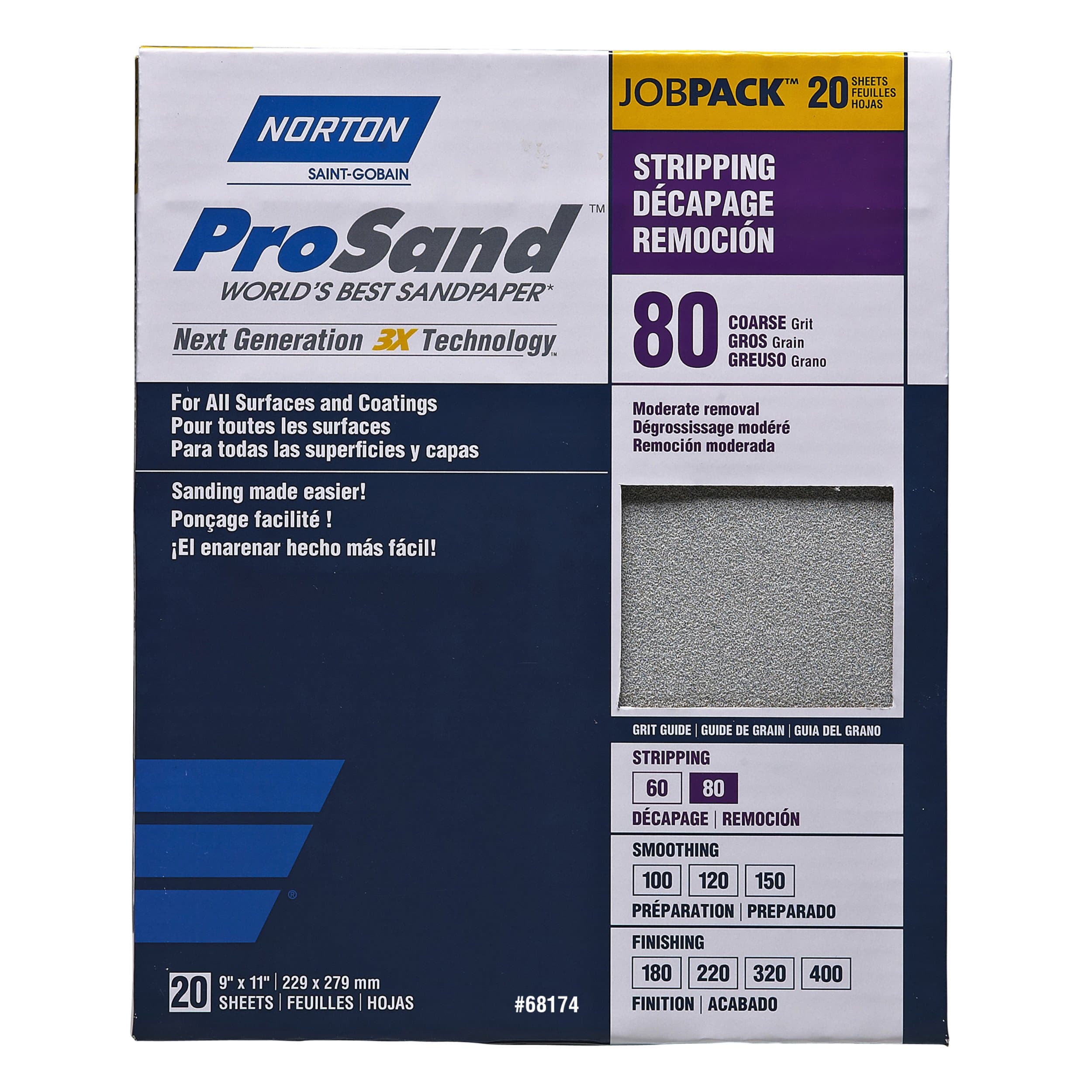 Prosand 9" X 11" Sanding Sheets 80G 20 Pack