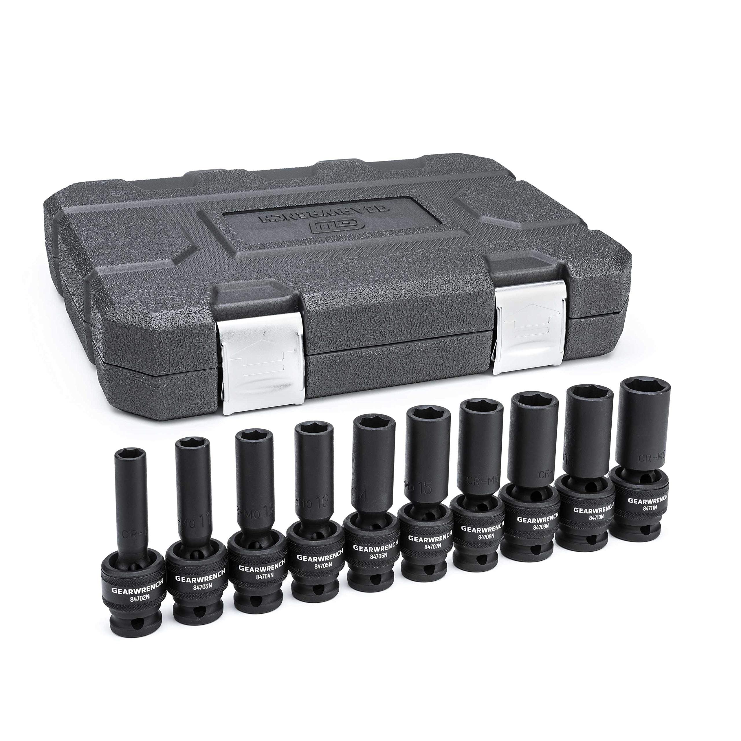 10 Pc. 1/2" Drive 6 Pt. Deep Universal Impact Socket Set, Metric - 84945N