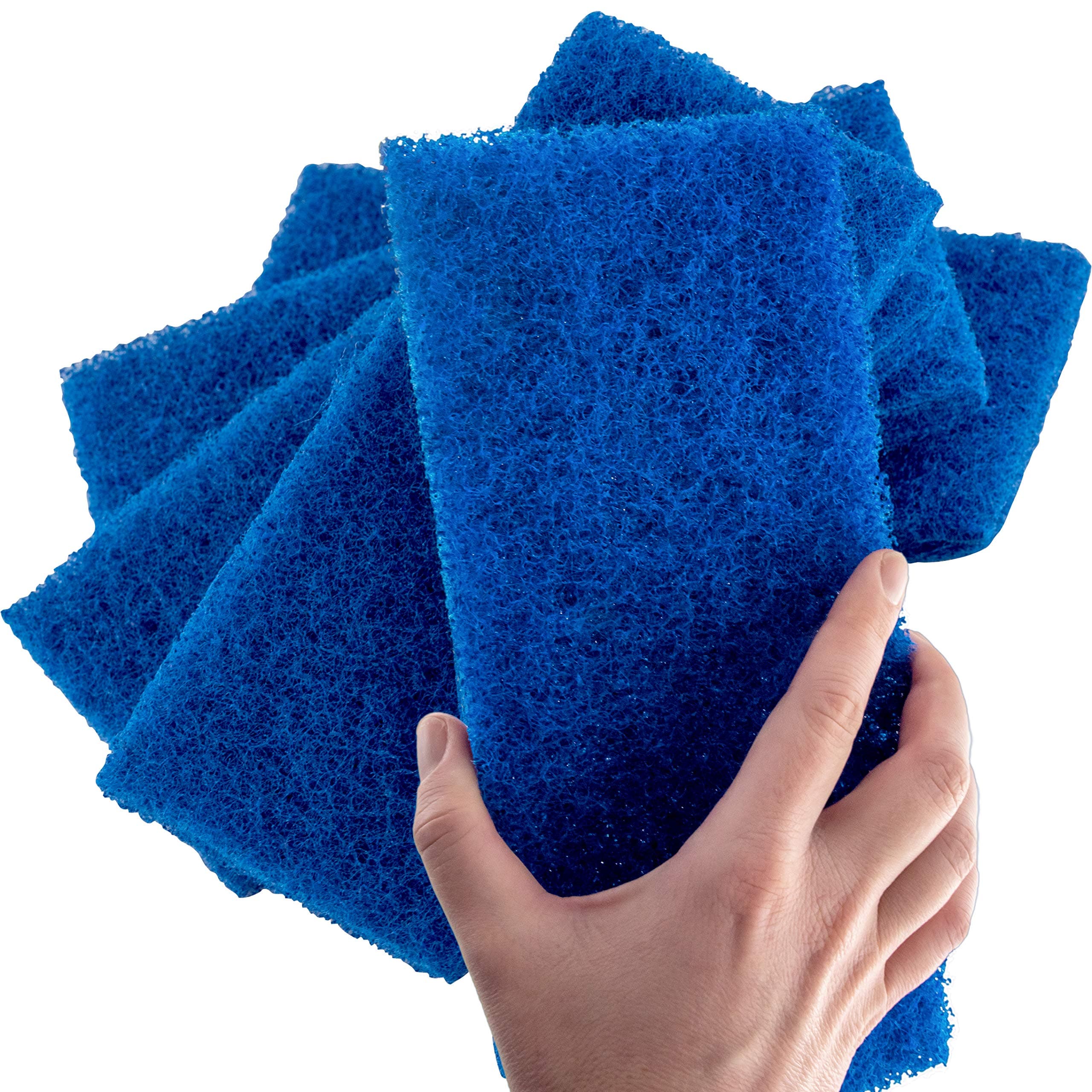 Medium Duty XL Blue Scouring Pad 5 Pack. 10 x 4.5in Large Multipurpose Nylon Scrubbing Sponges. Clean Kitchens, Bathrooms, Counters and Floors to Erase Grime and Make Surfaces Sparkle