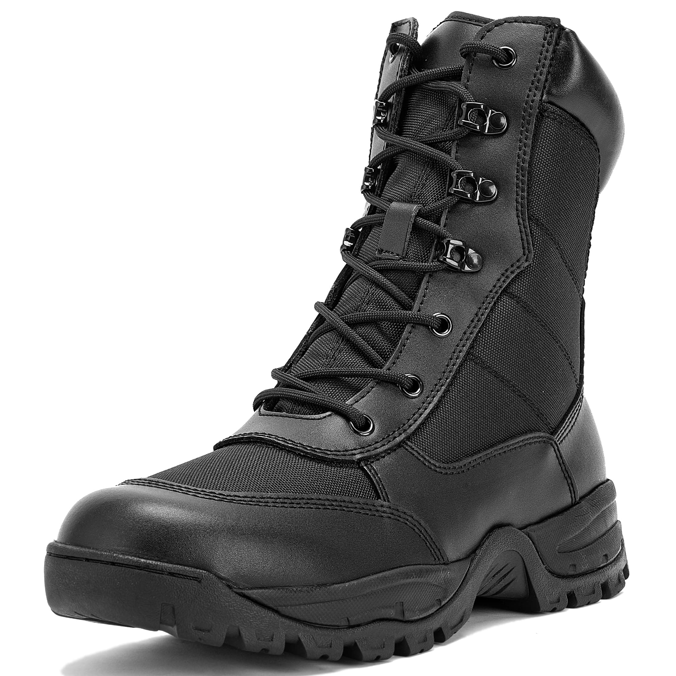 Men's 8 Inches Military Tactical Work Boot With Side Zipper - Lightweight Army Combat Desert Boot for Outdoor Use