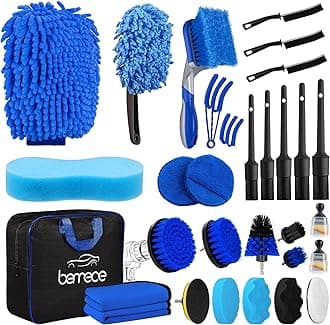 Bemece 31 PCS Car Detailing Kit, Car Cleaning Kit, Car Cleaning Brush for Cleaning Wheels, Interior, Exterior, Leather, Dashboard, Vents (Blue)