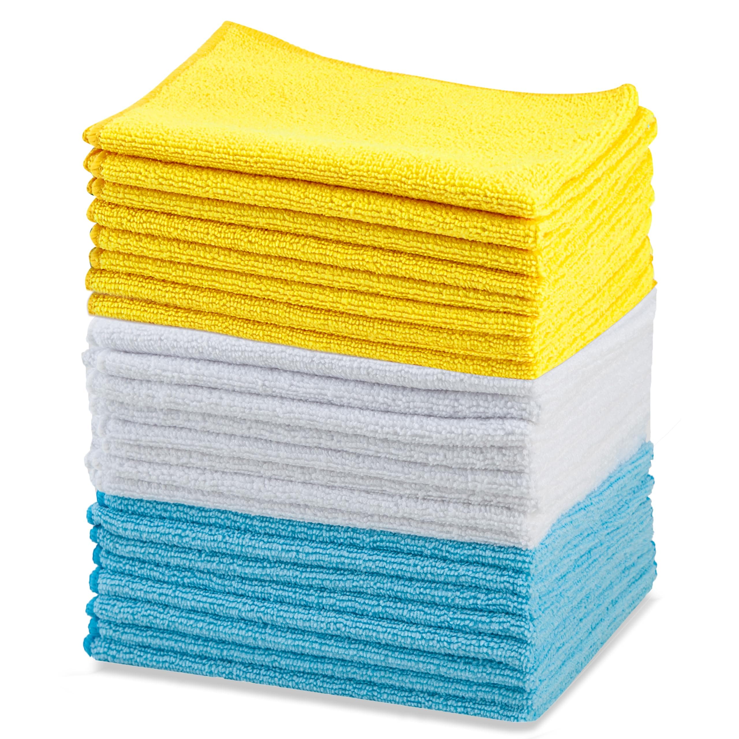Microfibre Cleaning Cloth, Pack of 24, Multi Colored, Blue, Orange & White, 40.5 cm x 30.5 cm