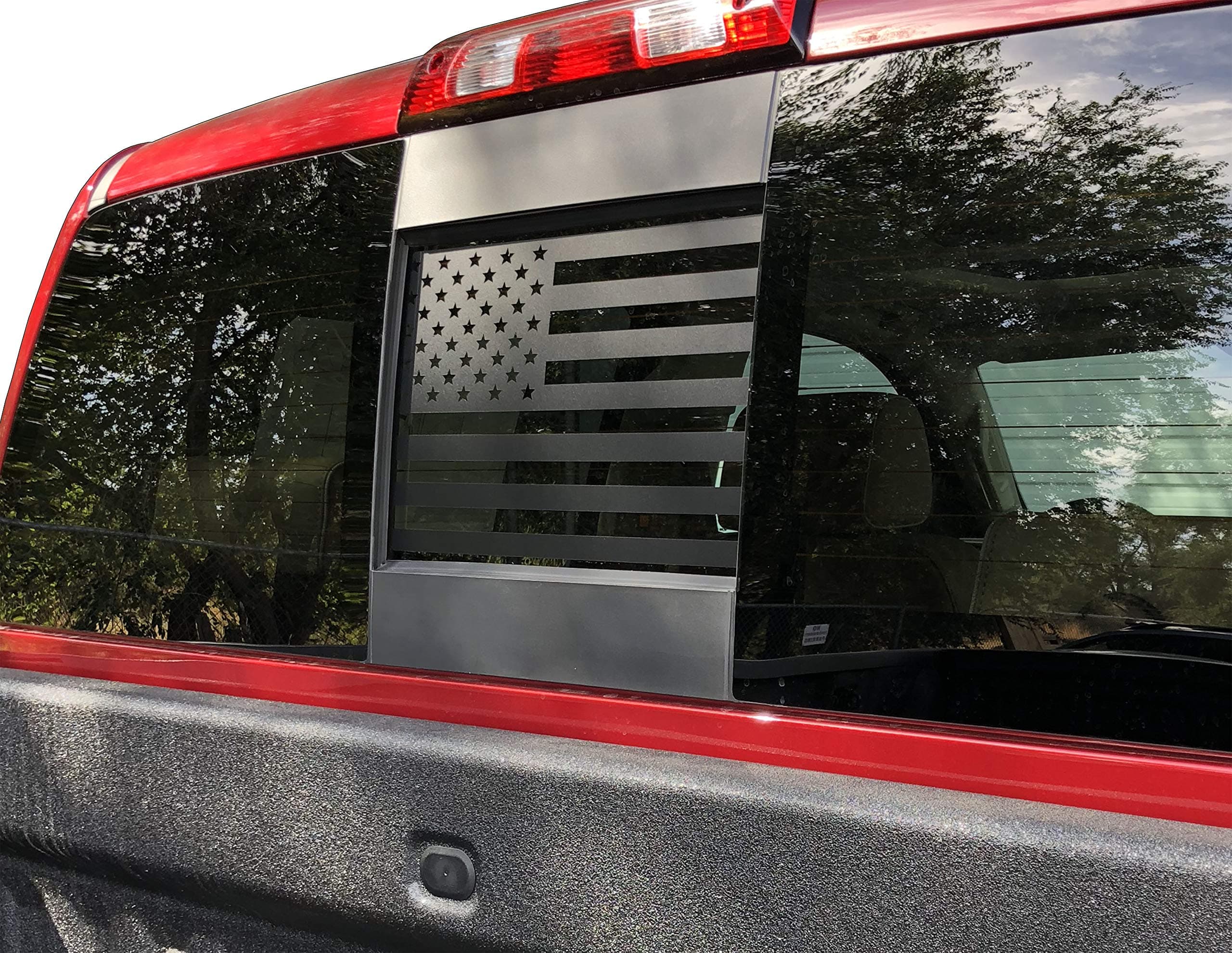 Elevated Auto Styling- Rear Middle Window American Flag Fits Chevy Silverado Sierra 2004-2018 (Black)