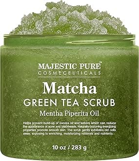 Matcha Green Tea Body Scrub for All Natural Skin Care - Exfoliating Multi Purpose Body and Facial Scrub Moisturizes and Nourishes Face and Skin - 10 oz - Great Gift for Her