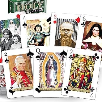 Saints Edition - Catholic Religious Poker Deck with 55 Cards, QR Saint Bios, Holy Spirit Wilds - Faith Family Game & Gift