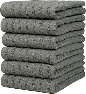Premium Kitchen,Solid Hand Towels (20”x 28”, 6 Pack) Highly Absorbent with Hanging Loop Anthracite