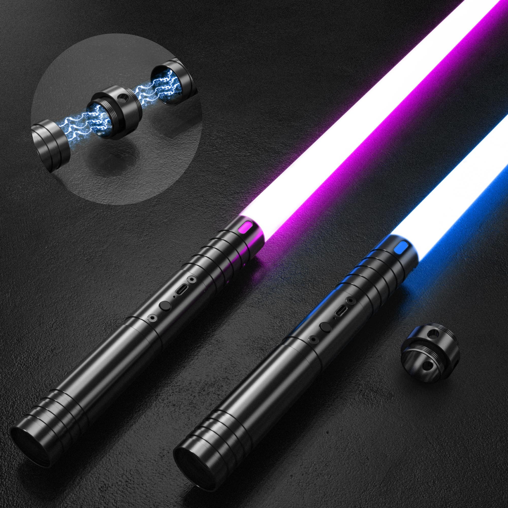 2 Pack Light Saber, 15 Colors and 4 Modes Light up Light Saber for Dueling, 2-in-1 RGB Detachable USB Charge, Gifts Toys for Adults Birthday Christmas Thanksgiving