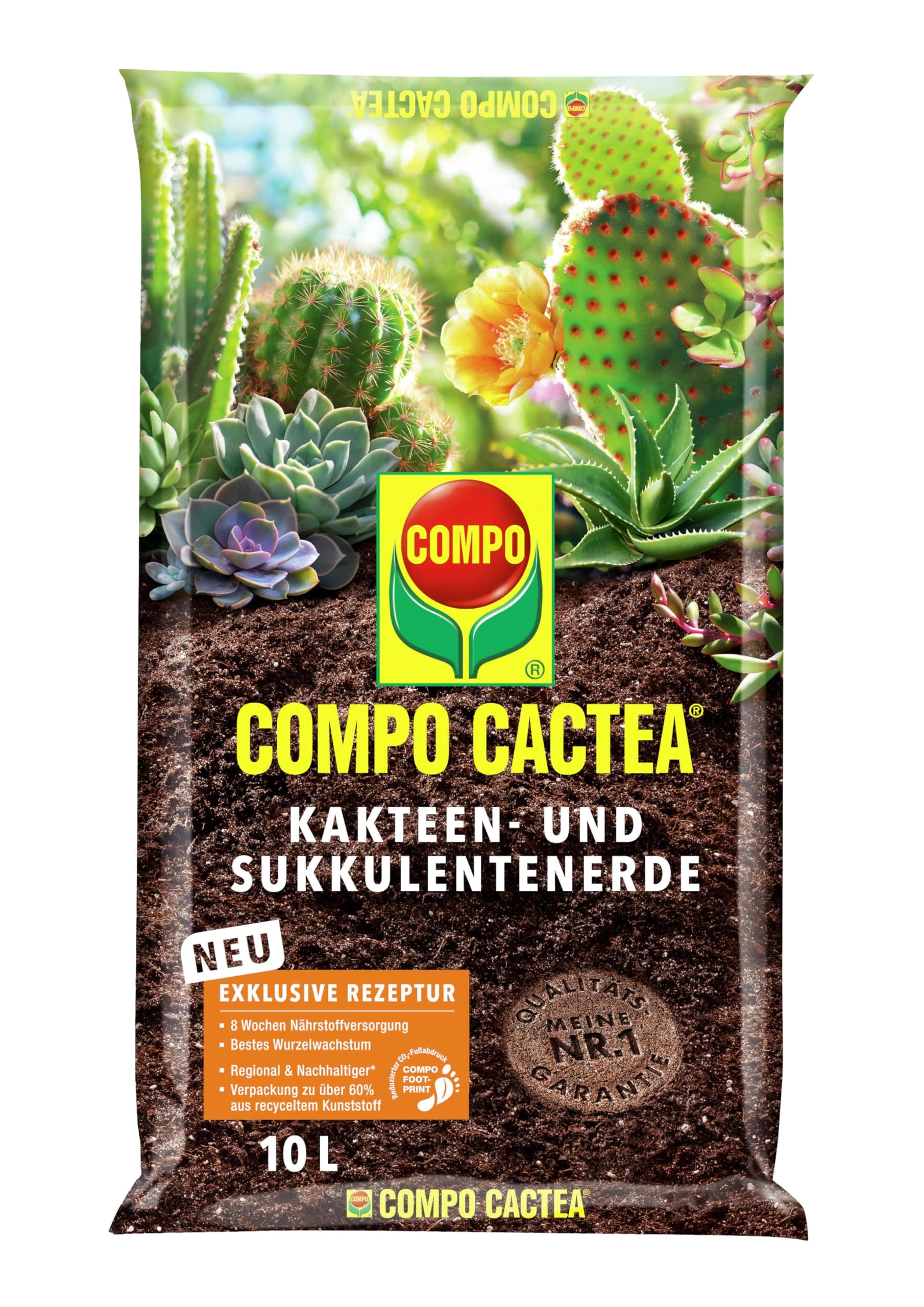 Compo Cactea® Cactus and Succulent Soil, high Quality Special Soil for All Types of Cacti and Thick-leaved Plants, 10 litres