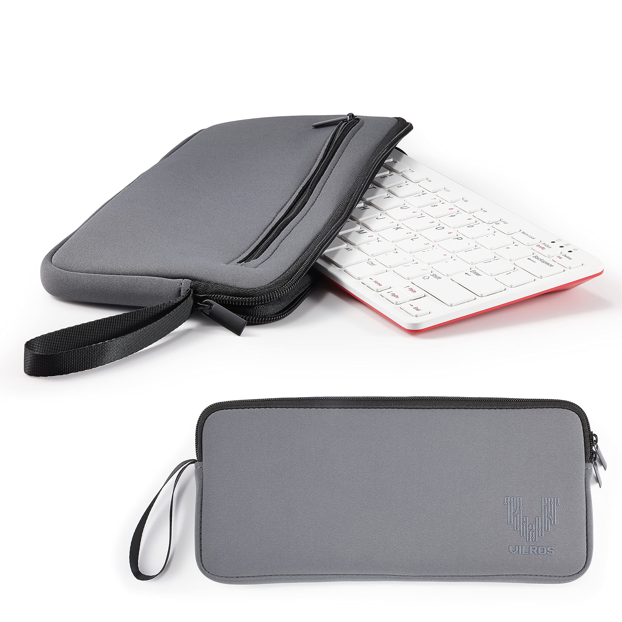 Vilros Neoprene Case/Sleeve for Raspberry Pi 400 with Accessory Storage Pocket (Grey)