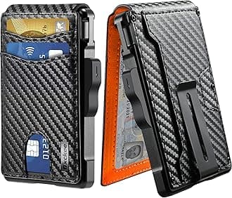 umoven Men's Wallet - Money Clip & Slots Slim Leather RFID Blocking Wallet Minimalist Bifold Wallet