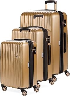 SwissGear7272 Energie Expandable Hardside Luggage with Spinner Wheels and TSA Lock, Gold, 3-Piece Set (19/24/27)