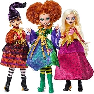 Monster High Skullector Hocus Pocus Dolls – Winifred, Mary, Sarah, and Binx Collectible Set with Articulated Figures, Witchy Dresses, Accessories, and Display-Ready Packaging