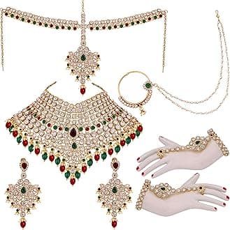 Lucky Jewellery Designer Gold Plated Dulhan Choker Bridal Set for Girls & Women (2475-L1ZS-KD124-Parent), Gold, Cubic Zirconia