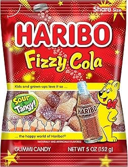 Gummi Candy, Fizzy-Cola Gummy Candy Soda Bottles, 5 Ounce Share Size Bags (Pack of 12) Delicious Soft & Chewy Sweet Snacks, Sour & Tangy Cola Flavor