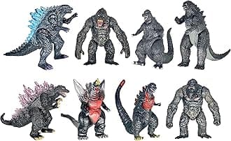 TwCare Set of 8 King Kong vs Godzilla Toys Movable Joint Action Figures King of The Monsters Birthday Dinosaur Kid Gift Cake Toppers