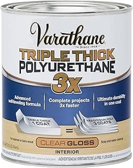 Rust-Oleum 284470 Varathane Triple Thick Polyurethane Wood Varnish Water Based (Gloss Finish, 946ml)