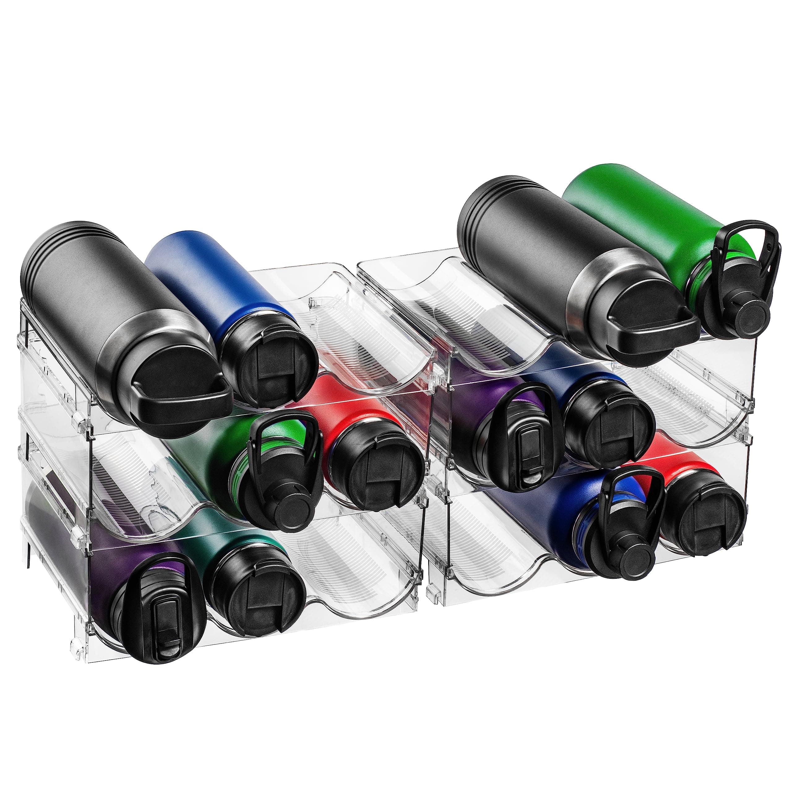 ClearSpace Water Bottle Organizer for Cabinet – Stackable Water Bottle Holder for Cabinet or Wine Rack for Home Organization Storage – Drink Organizer for Fridge, Kitchen Organization, 6 Pack