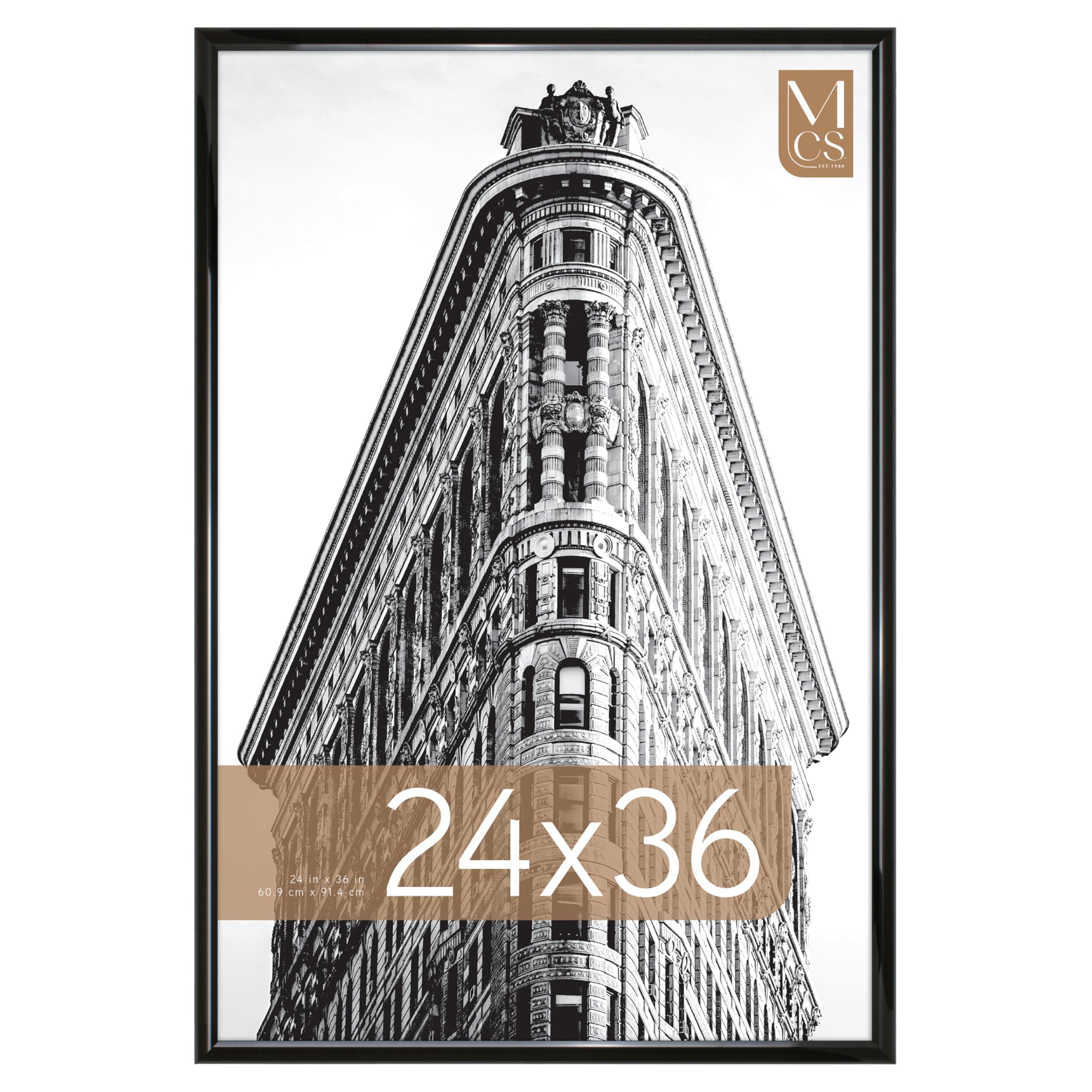 Trendsetter 24x36 Poster Frame Black High-Gloss, Vertical & Horizontal Wall Hanging Large Picture Frame for Photos, Posters & Art Prints (1-Pack)