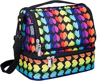 WildkinWildkin Kids Two Compartment Insulated Lunch Bag for Boys and Girls, Perfect Size for Packing Hot or Cold Snacks for School and Travel, Lunch Bags Measures 9 x 8 x 6 Inches, BPA-free (Rainbow Hearts)