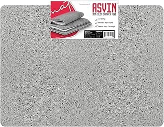 Asvin Large Anti Slip Bath & Shower Mat for Inside Shower & Wet Areas (60x80cm Grey) Quick Drying